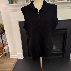 🖤 Lisa International Black Wool Blend Zip-Front Vest (XL)